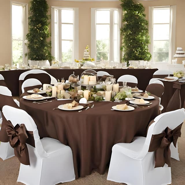Detalle de Heneger 8-Pack Brown Round Tablecloth (120-inch) Stain & Wrinkle Resistant Polyester