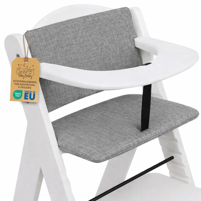 Detalle de Sitzverkleinerer für Hochstuhl Baby Sitzkissen, 2-teilig – Kinder-Sitzauflage mit hydrophoben Stoff (Oeko-Tex), Grau