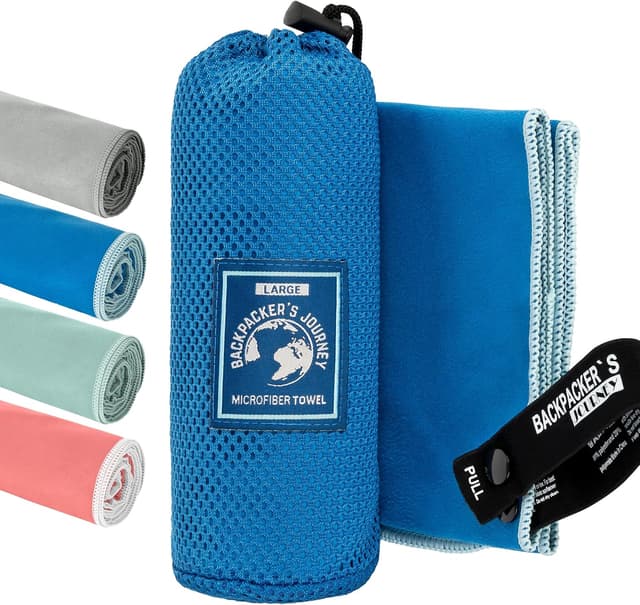 Detalle de Backpacker's Journey Mikrofaser Handtücher Reisehandtuch-Set (S, M, L, XL) – schnelltrocknend, saugfähig & antibakteriell