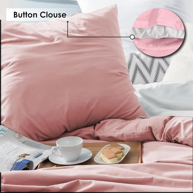 Detalle de REHAN & CO Single Duvet Cover Set in Blush (soft brushed microfiber) with pillowcases