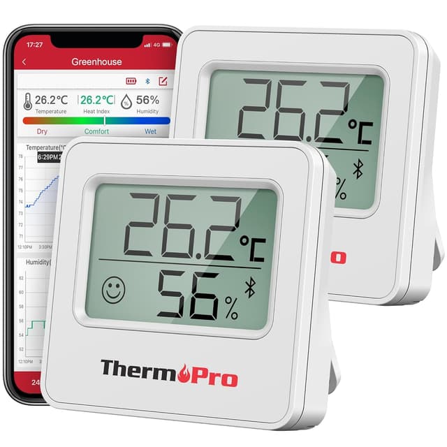 Detalle de ThermoPro TP357 Bluetooth room thermometer 2 pieces