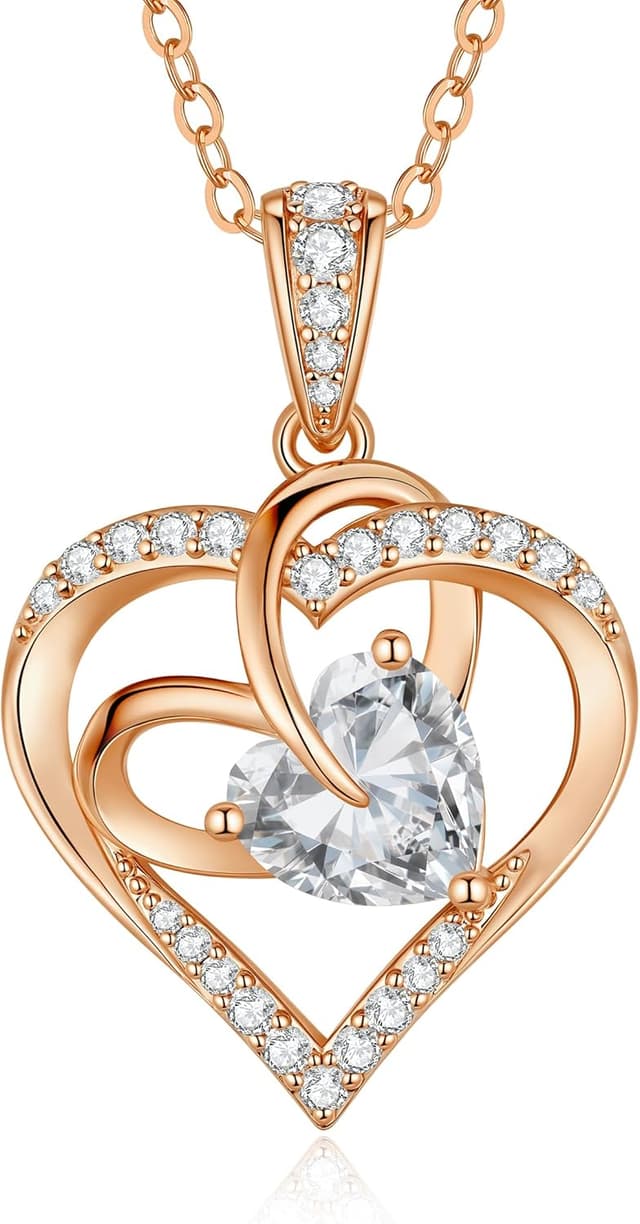 Detalle de Collier femme CDE double cœur infini avec pendentif cœur et zirconium