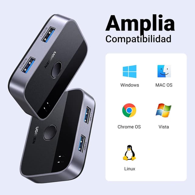 Thumbnail 5 de UGREEN Switch USB 3.0 KVM 2 Puertos para PC 🌐