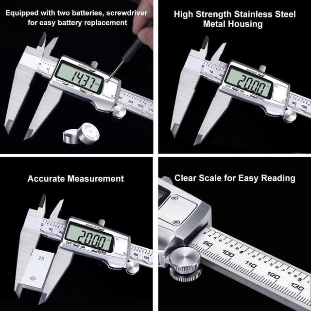 Detalle 2 de Kynup calibro digitale 300 mm / 12” in acciaio inox con conversione mm/inch