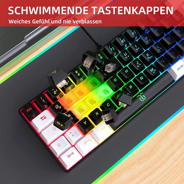 Detalle 2 de 60% Snpurdiri Gaming Tastatur, 61 Tasten