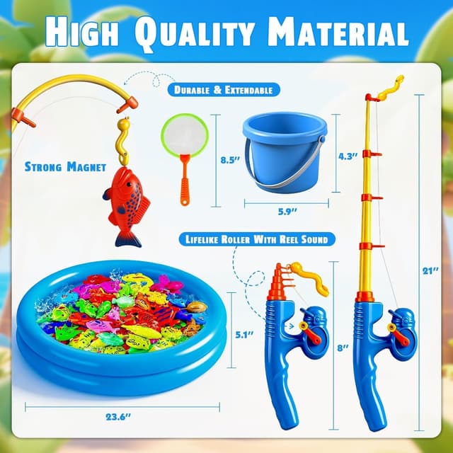 Detalle de XXL Angelspiel-Set mit Planschbecken und 2 Angeln für Kinder ab 3 Jahren