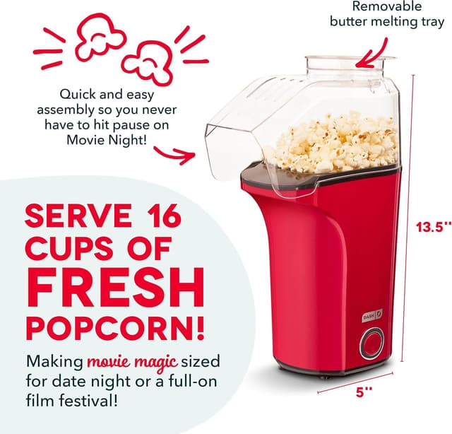 Detalle de Dash Fresh Pop Popcorn Maker 16 Cups 🍿