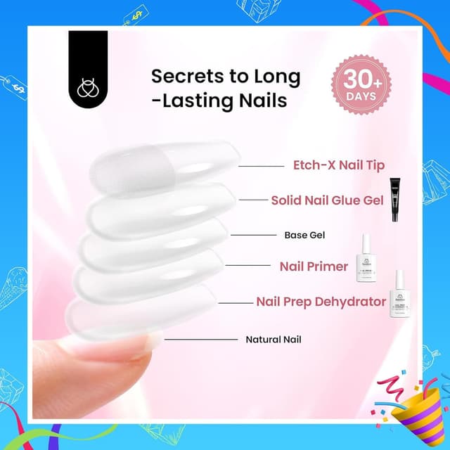 Detalle 2 de Beetles Gel Nail Kit 576 pcs Short Almond đź’…