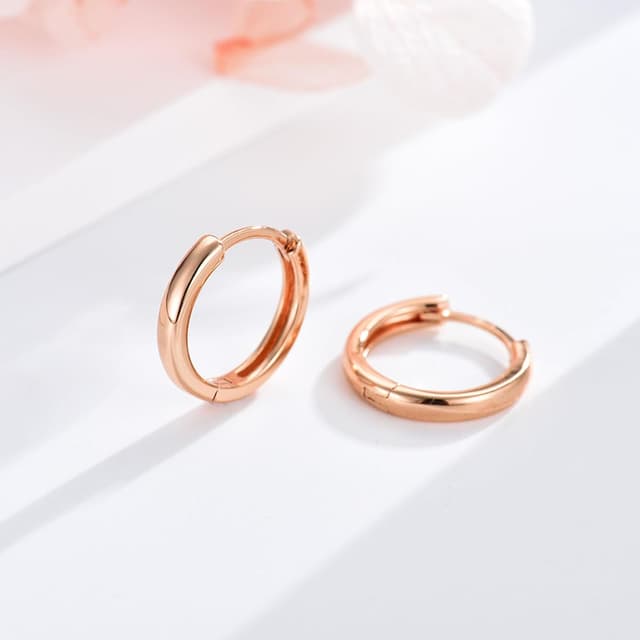 Detalle 2 de MASOP Creolen aus Silber 925 mit Stecker – Ohrringe in 8/10/12 mm (Rosegold-Optik) für Damen, Herren & Kinder