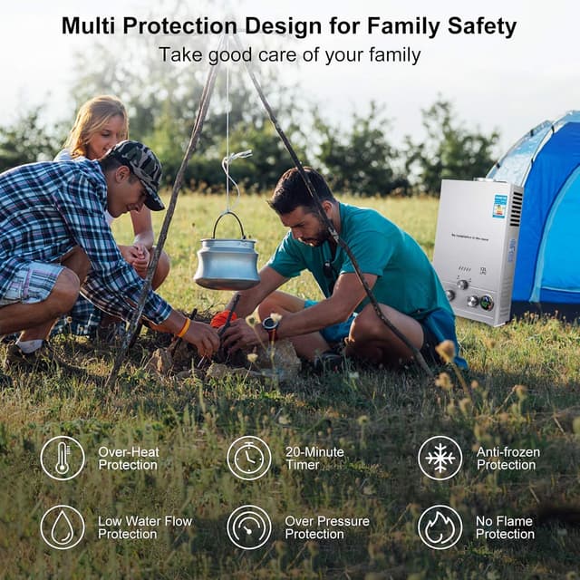 Detalle de PEIXU Calentador de Agua 8L LPG 16KW Portátil