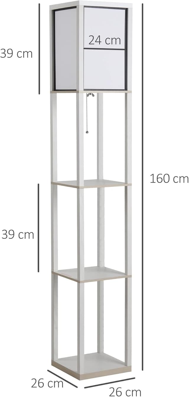 Thumbnail 6 de HOMCOM lampadaire avec étagères 3 niveaux (160 cm) en MDF blanc
