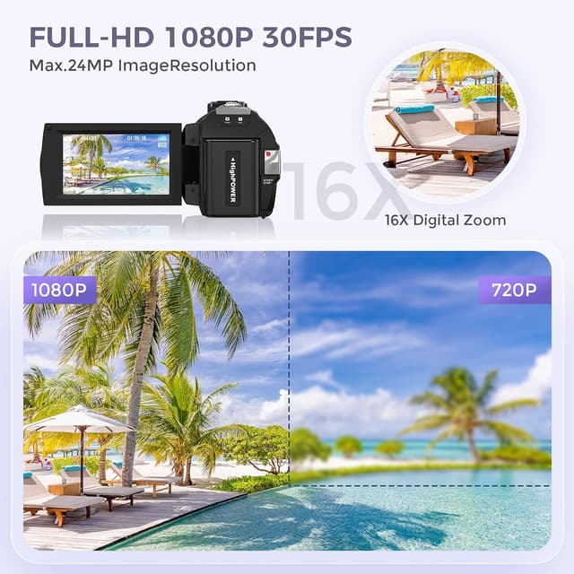 Thumbnail 5 de Sunscien Video Camera Camcorder 1080P vlogging camera