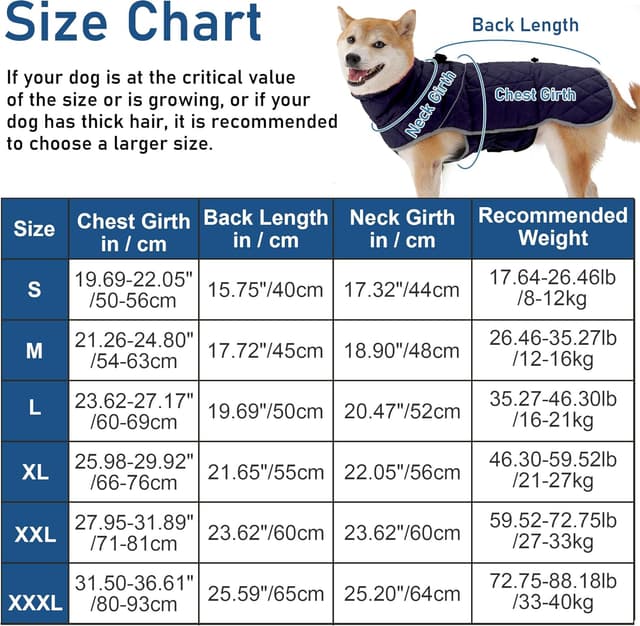 Detalle 2 de Leberna Warm Pet Dog Coats and Jackets Waterproof Reflective Turtleneck Puffer Jacket with Adjustable Harness (Navy Blue, L)