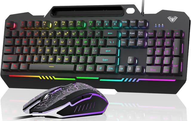 Detalle de AULA T102 104-Key Gaming Keyboard and Mouse Combo with RGB Backlit (USB Wired)