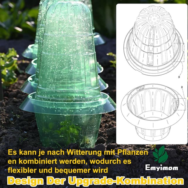 Detalle 2 de Emyimom 20er Schneckenschutzring (Schneckenkajak) – 24 cm Durchmesser, zum Einstecken in die Erde