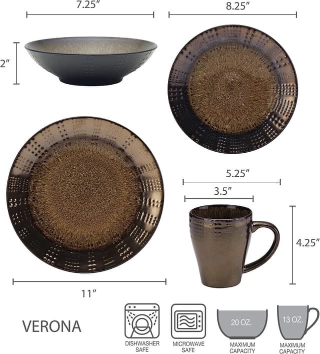 Detalle 2 de Gourmet Basics by Mikasa Verona 16-Piece Stoneware Dinnerware Set (Service for 4)