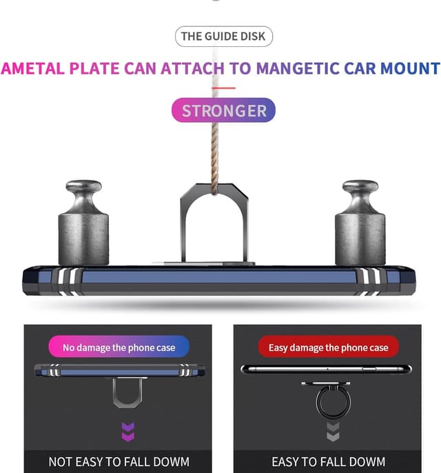 Detalle de LeYi Samsung Galaxy A16 4G/5G Case with Ring Holder & Dual Protection (Blue)