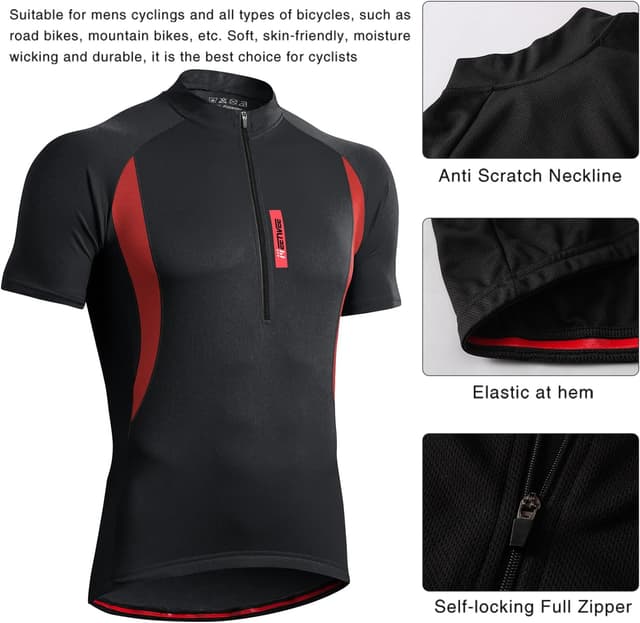 Detalle 2 de MEETWEE Magliette Ciclismo Uomo: maglia MTB traspirante con pannelli in rete e inserti riflettenti