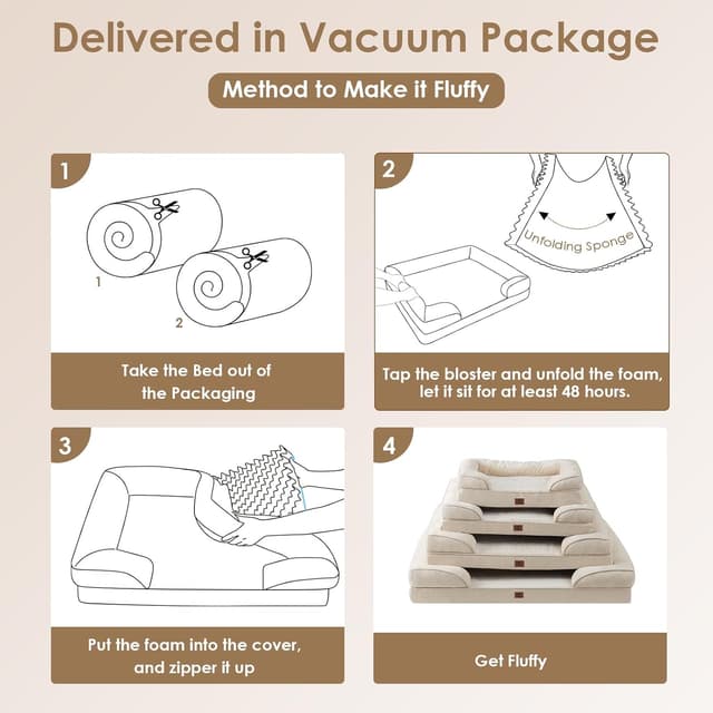 Thumbnail 6 de EHEYCIGA orthopädisches Hundebett 91x68 cm Beige