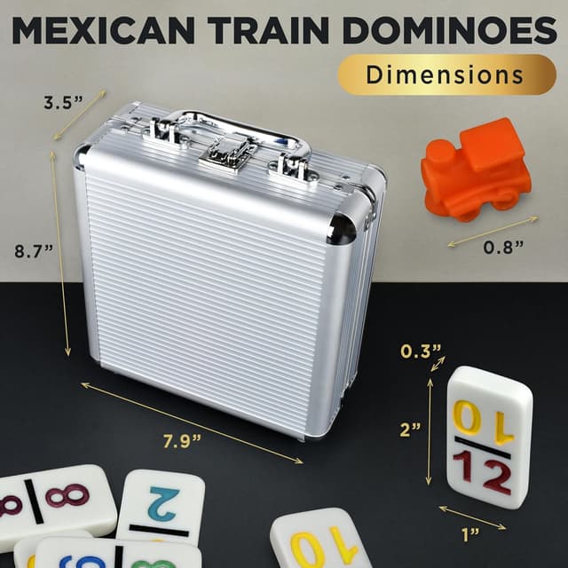 Thumbnail 2 de Queensell Mexican Train Dominoes Set with Numbers 91 tiles 🎲