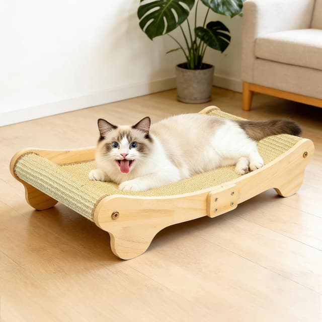 Detalle de DONWEI Sisal Cat Scratcher Bed, 60 x 37.5