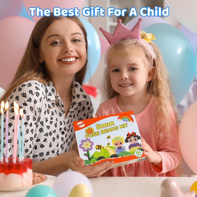 Thumbnail 6 de Fuse Beads Kit (24 Colours, 5mm) with Pegboards, Tweezers, Ironing Papers & Keyrings