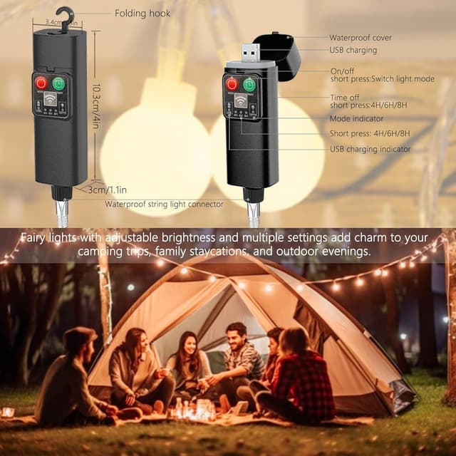 Detalle de Suplong Rechargeable Fairy Lights USB (8 lighting modes, 16ft/50 LEDs) waterproof fairy string lights