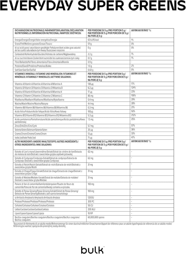 Thumbnail 6 de Bulk Everyday Super Greens 30 đ„€