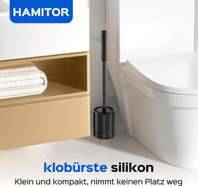 Thumbnail 6 de HAMITOR Klobürste Silikon Edelstahl Schwarz Wandmontage