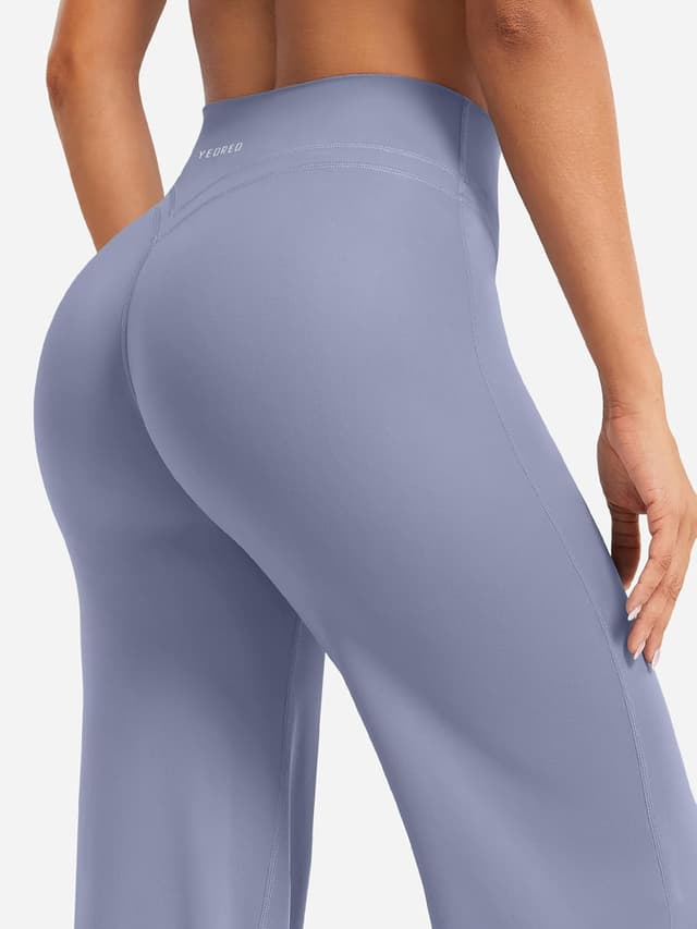 Detalle de YEOREO Straight Leggings für Damen mit hoher Taille, nahtlos & blickdicht (No Front Seam)