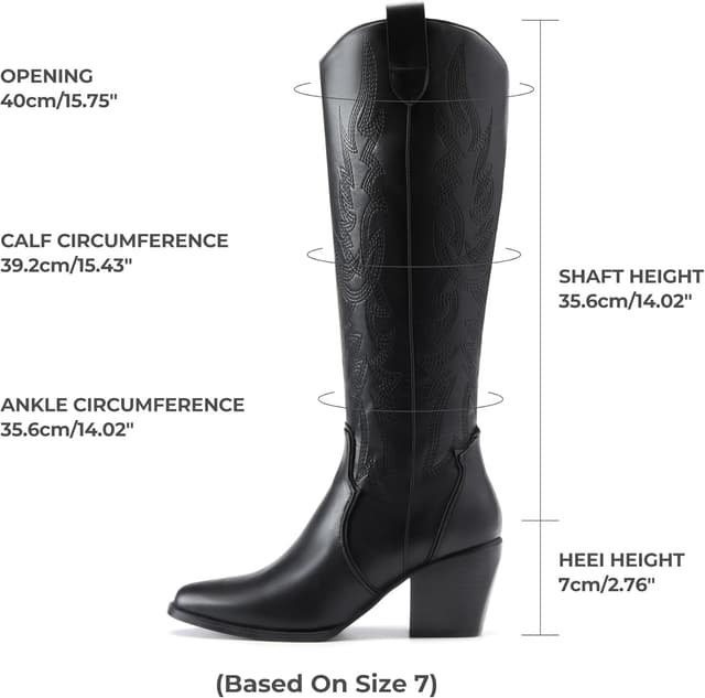 Detalle 2 de DREAM PAIRS Womens Cowboy Boots 3-inch heel