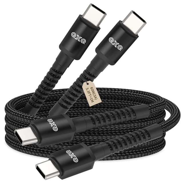 Detalle de QXQ Cavo USB-C 60W PD 1m Nero (set 2 pezzi) per ricarica rapida e trasferimento dati fino a 480 Mbps