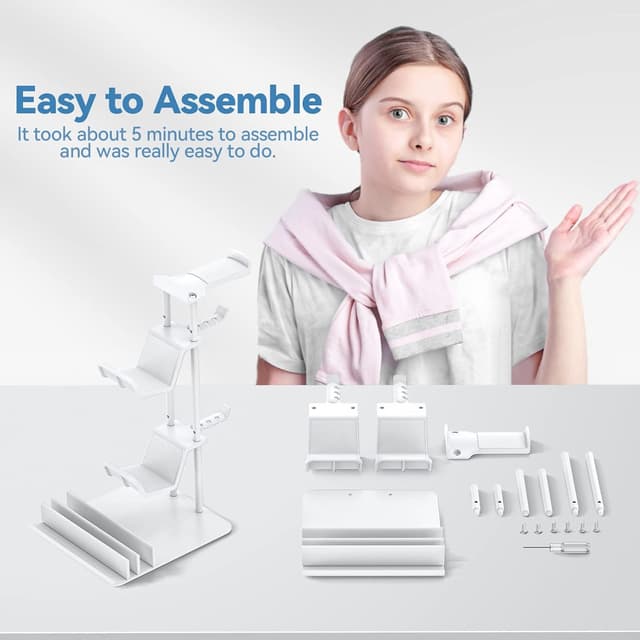 Thumbnail 6 de KDD Headphone Stand & Game Controller Holder for Desk (White) with Cable Hole Design