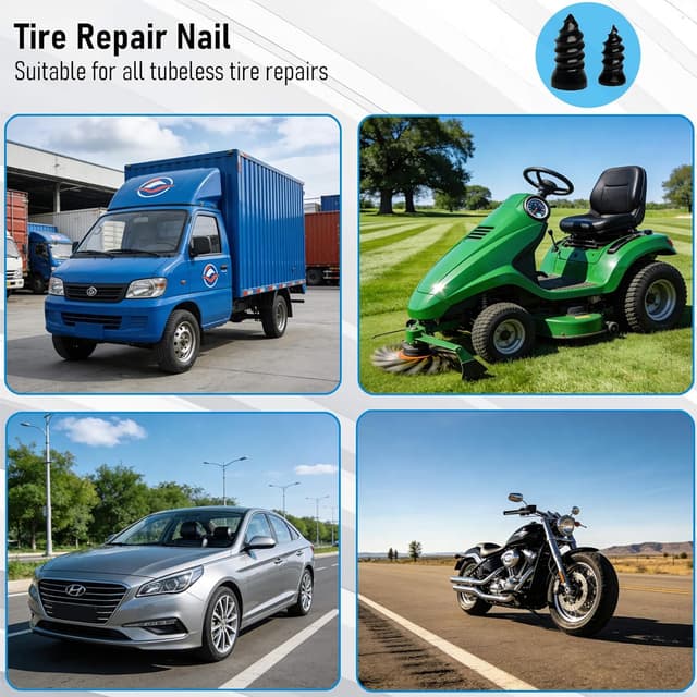 Thumbnail 6 de LOGOL 60 Pc Tire Repair Rubber Nail Kit with Tire Glue and Repair Screws