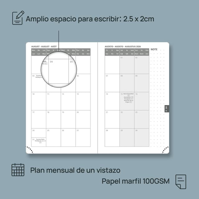 Detalle 2 de POPRUN Agenda 2026 Semana Vista 16 x 10,5 cm