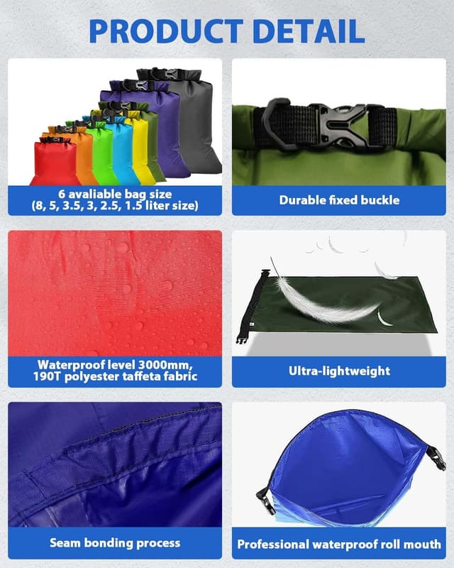 Thumbnail 2 de MOXTOYU Dry Bags Set 8 Pack 13L–1.5L