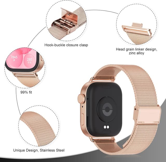 Detalle 2 de MIJOBS stainless steel metal strap for Huawei Watch Fit 3 (and Fit 4 family) — adjustable, waterproof replacement