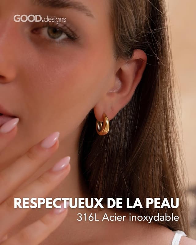 Detalle 2 de Créoles acier inox 18 mm élégantes