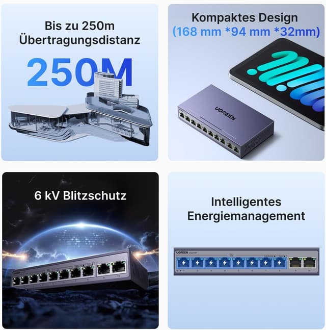 Thumbnail 4 de UGREEN 10 Port Gigabit PoE LAN Switch 60W