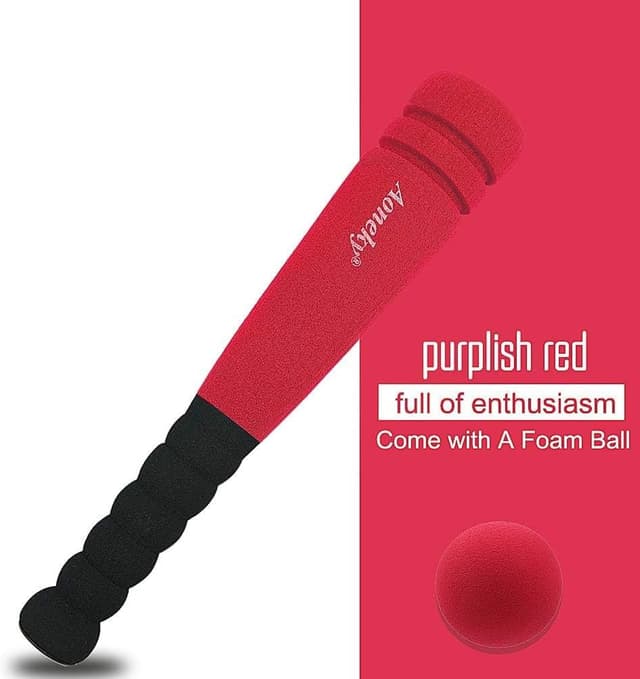 Detalle de Aoneky 11.8-Inch Mini Foam Baseball Bat and Ball Set (Red) for Toddlers 1–3