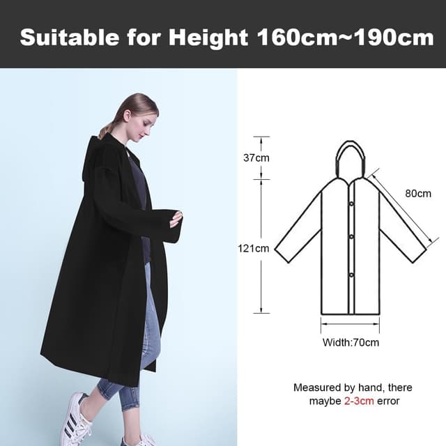 Detalle 2 de Vicloon Poncho Impermeabile in EVA (con cappuccio) – confezione da 2 poncho da pioggia riutilizzabili per uomo e donna