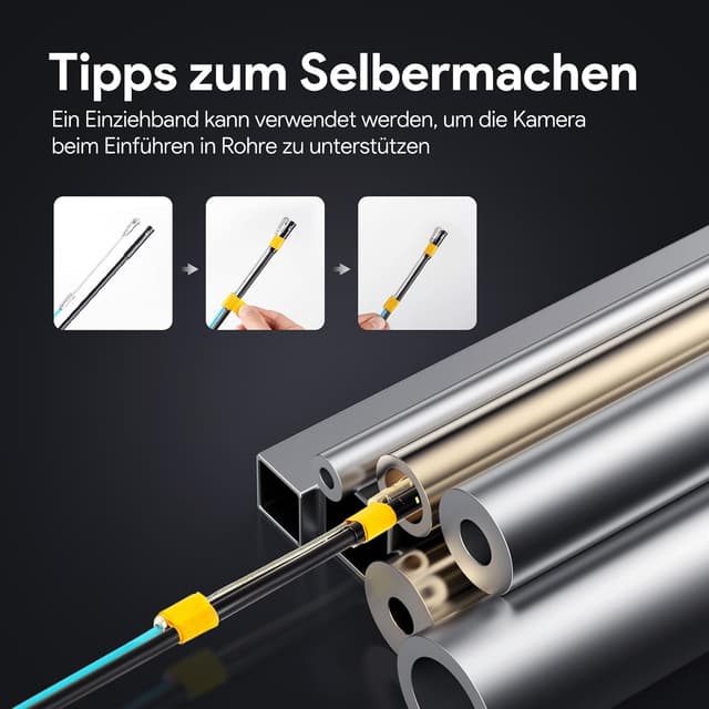 Detalle de DEPSTECH 15 m Endoskopkamera mit Licht (DS620), 8 mm, 5" IPS, Triple-Lens, IP67, 1080P und 32-GB-Karte