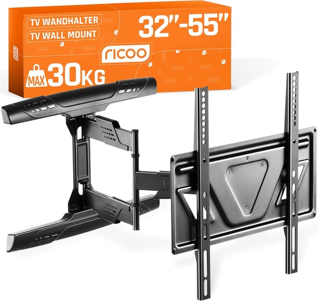Detalle de RICOO TV Wandhalterung S5944 schwenkbar und neigbar für 32–55 Zoll, bis 30 kg (VESA bis 400 x 400)