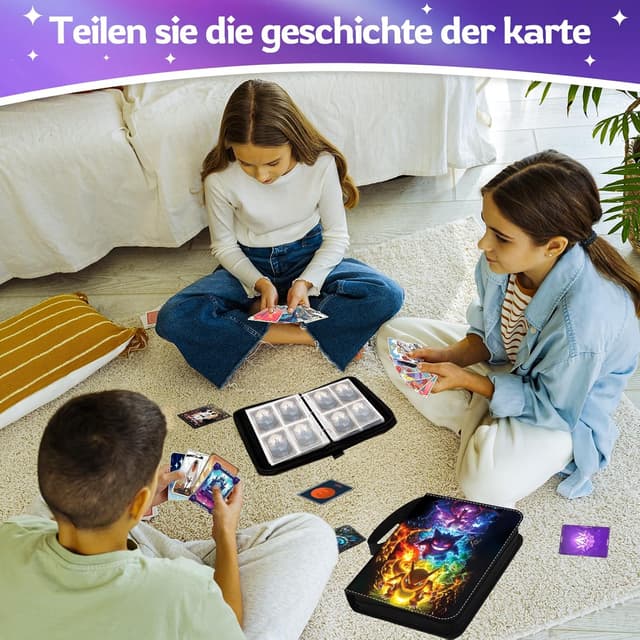 Thumbnail 6 de Sammelalbum für Karten – PU-Kartenhalter mit Reißverschluss, 50 Seiten (bis 400 Karten)