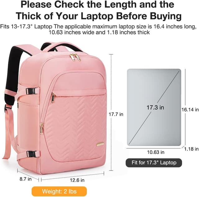 Detalle de Lekesky Travel Backpack Cabin Size 17-Inch Laptop Carry-On Waterproof Rucksack (Water-repellent)