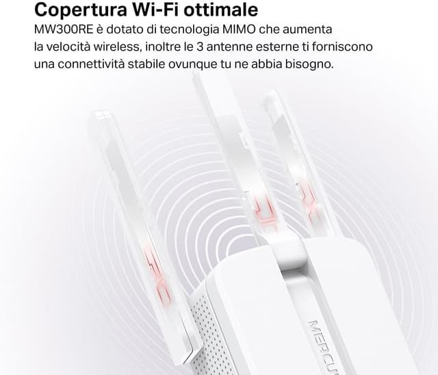 Thumbnail 2 de MERCUSYS MW300RE ripetitore WiFi 300 Mbps