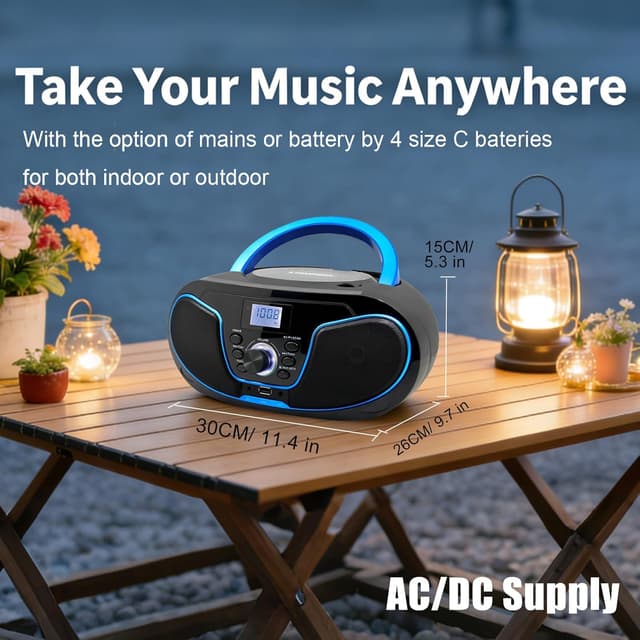 Detalle 1 de LONPOO Lettore CD Boombox portatile LP-D02