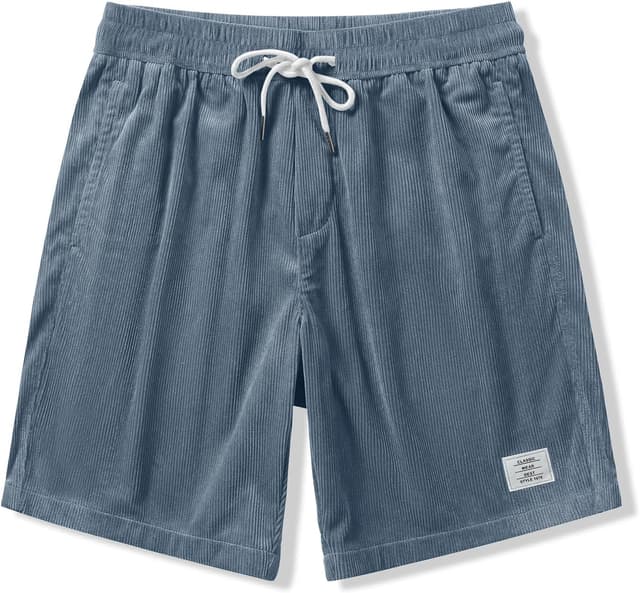 Detalle de JMIERR Corduroy Shorts Herren – Sommer-Freizeit-Shorts mit Leinen-Stretch, elastischem Bund und Taschen