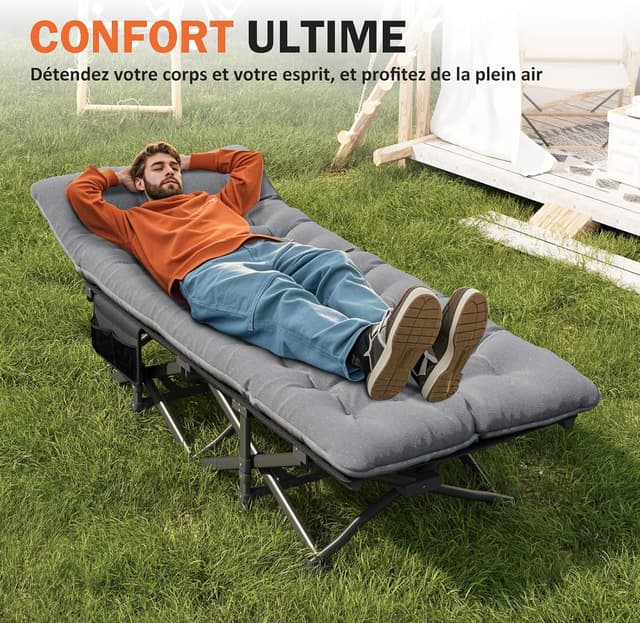 Thumbnail 6 de Lit de camping pliable ATORPOK SHOP (capacité 200 kg) avec coussin et poche 3 en 1