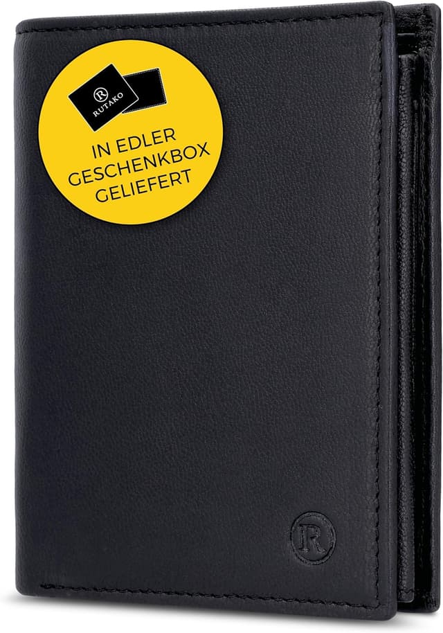 Detalle de RUTAKO Herren-Geldbörse aus Leder mit RFID-Schutz und Münzfach